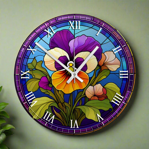 Pansy Suncatcher Effect Clock